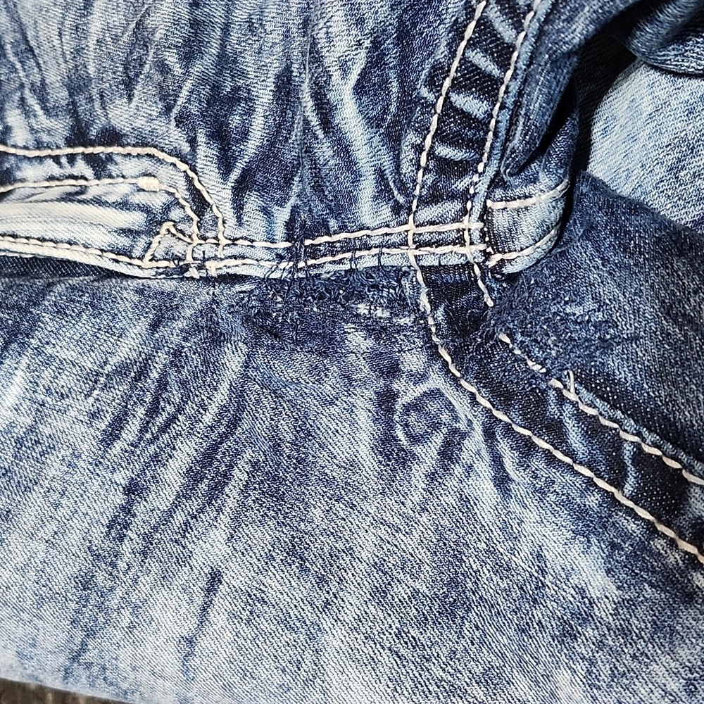 MISS ME EMBROIDERED FAUX-FLAP RHINESTONES ACID-WASH SIGNATURE SKINNY DEN… - Picture 12 of 15